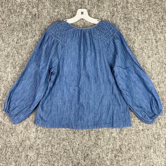 Old Navy Top Womens Small‎ Blue Jean Yoke Button Front Blouse Medium Washed - Picture 2 of 8